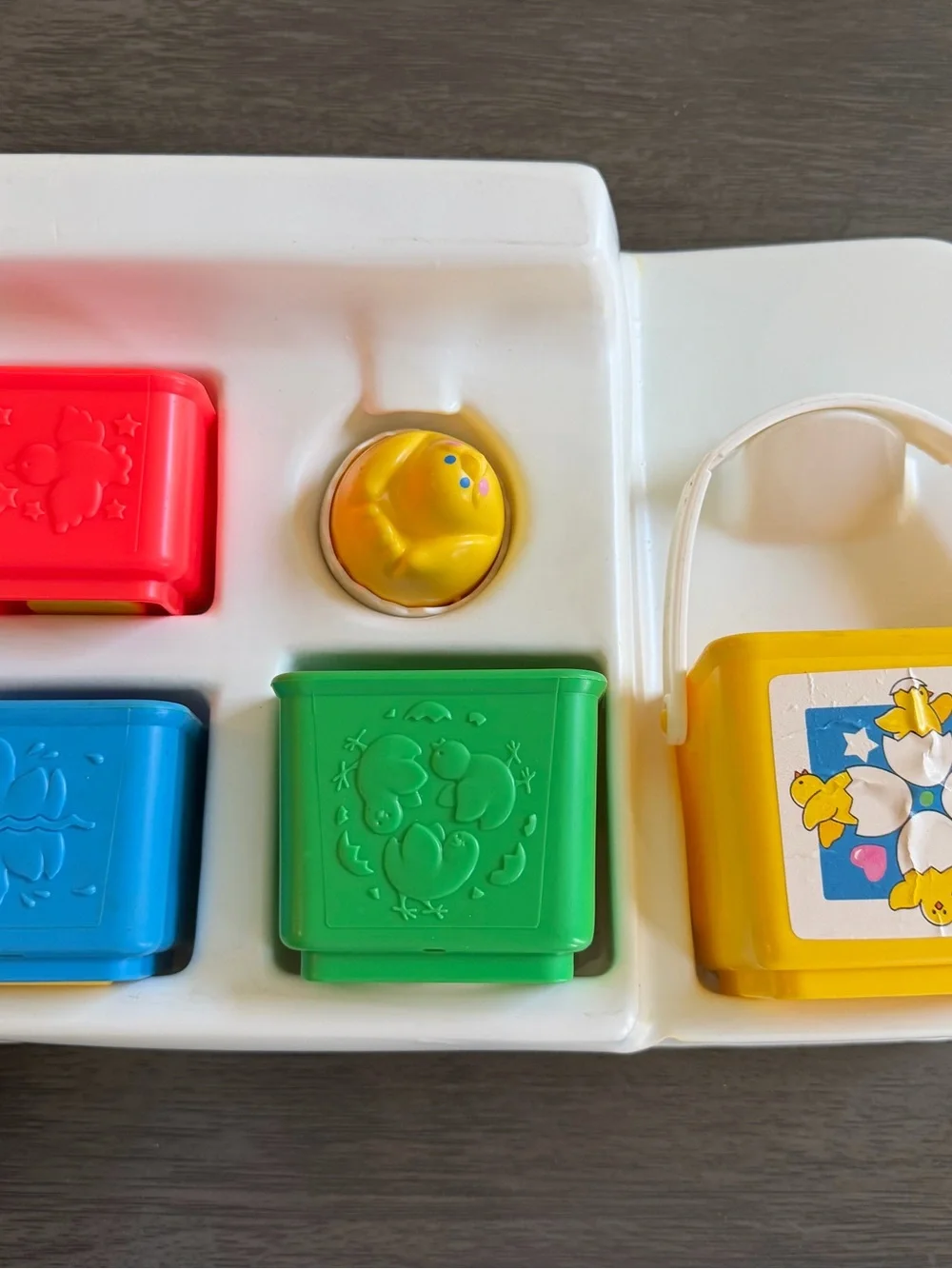 Vintage Fisher Price Nesting Stacking Activity Blocks Crib Toy Complete Box 1986
